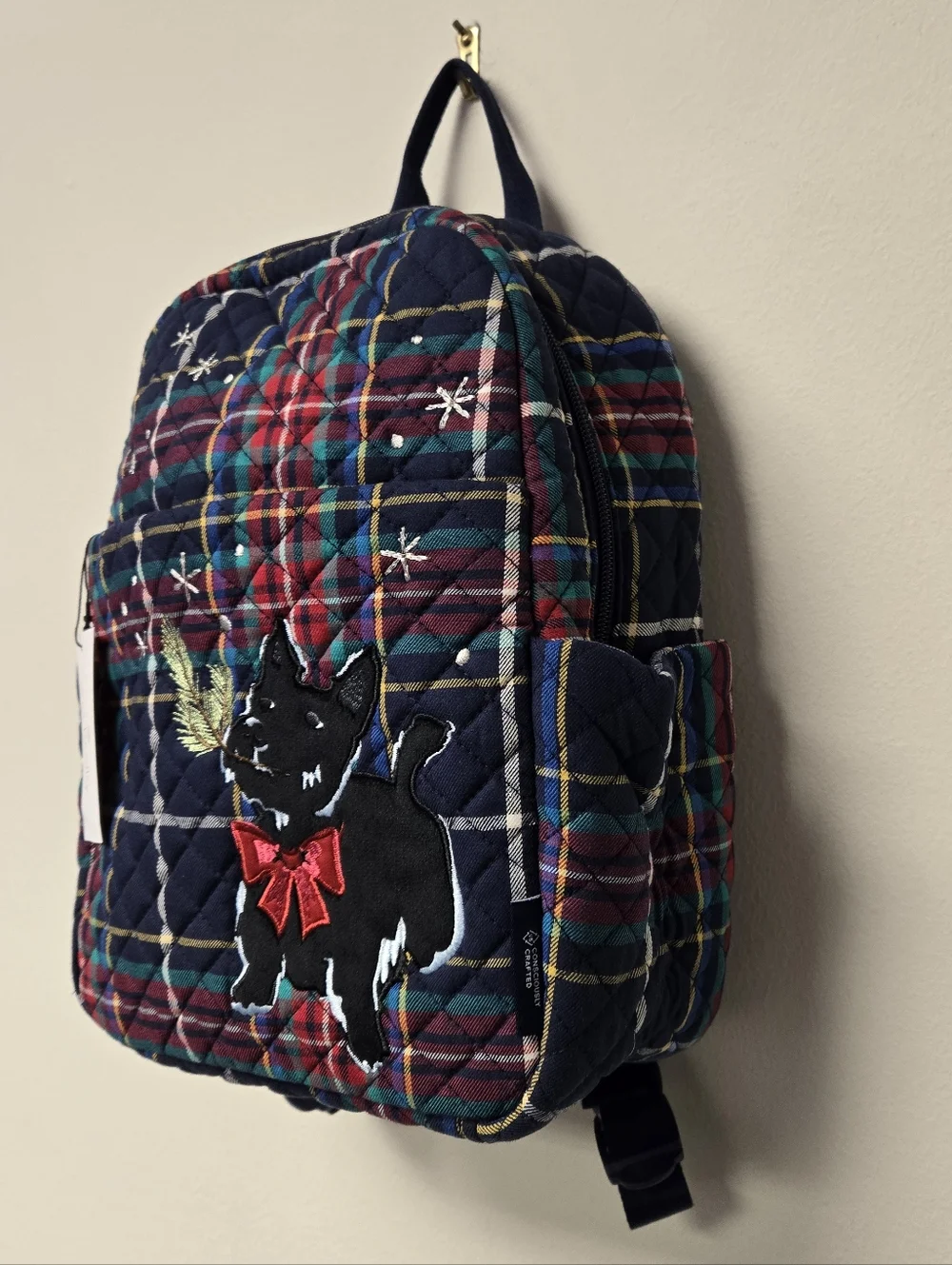 Vera Bradley Scottie Dog Navy Plaid Small Backpack
